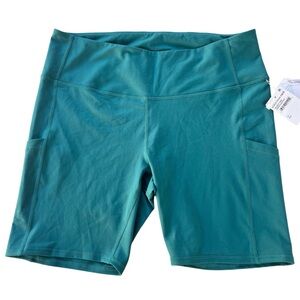 Z by Zella The Daily High Waist Pocket Bike Shorts Green Berry XL NWT Z-TEK